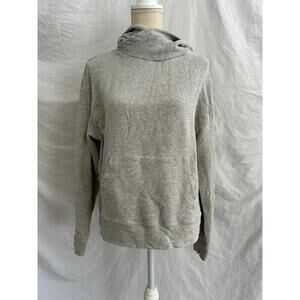Vince Womens Small Gray Reverse Weave Crossover Collar Hooded Sweatshirt